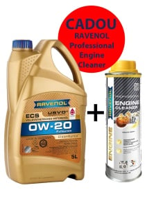 RAVENOL ECS SAE 0W-20 USVO 5 L,Ulei motor, API SN,MB-Freigabe 229.71,Opel OV 040 1547 - A20 + CADOU Engine Cleaner