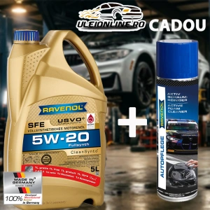 RAVENOL SFE SAE 5W-20 USVO 5 L (aktion) - CADOU Spray cu spumă de curățare - ulei motor pe baza de PAO, Ford WSS-M2C948-B,API SP Resource Conserving, Jaguar Land Rover STJLR.03.5004
