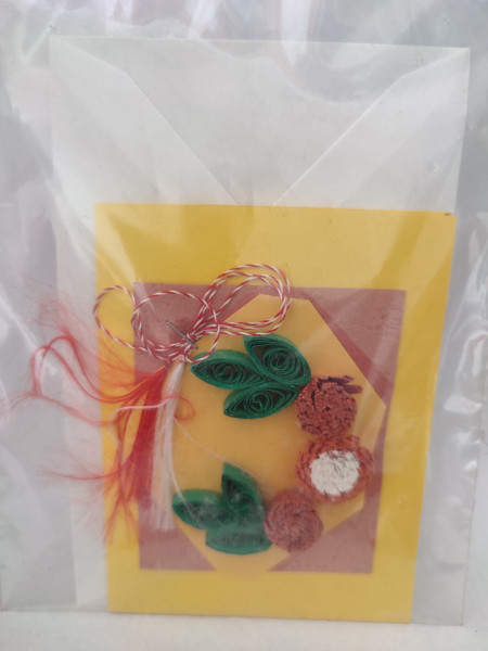 Felicitare cu floare si petale 3D lucrat manual cod 46000