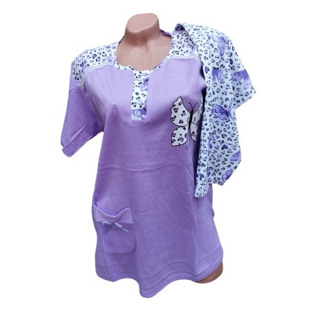 Pijama dama de vara cu maneca scurta si pantaloni 3 sfert cod x5309
