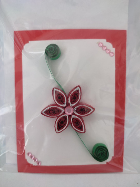 Mini felicitare cu floare si petale 3D lucrate manual cod 45963