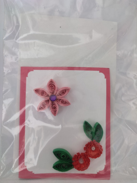Felicitare cu floare si petale 3D lucrata manual cod 45994
