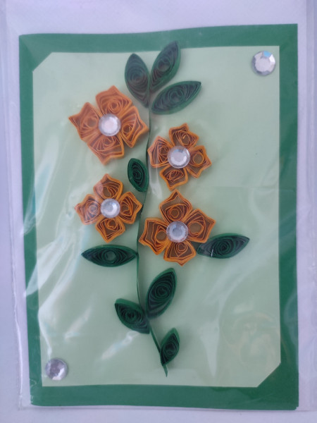 Felicitare cu floare si petale 3D lucrate manual cod 45965