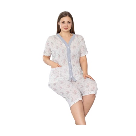 Pijama dama de vara cu maneca scurta si pantaloni 3 sfert cod x5303