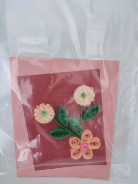 Felicitare cu floare si petale 3D lucrata manual cod 45995