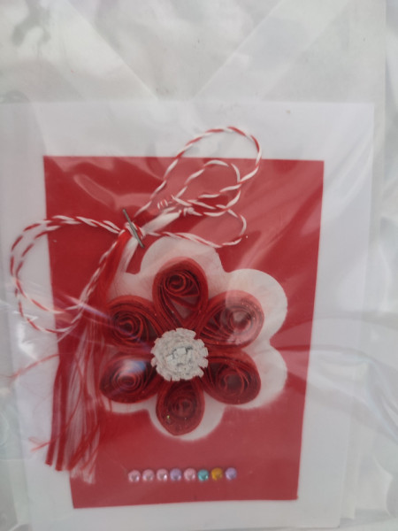 Mini Felicitare cu floare si petale 3D lucrate manual cod 45977