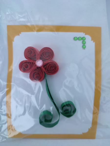 Mini Felicitare cu floare si petale 3D lucrate manual cod 45978