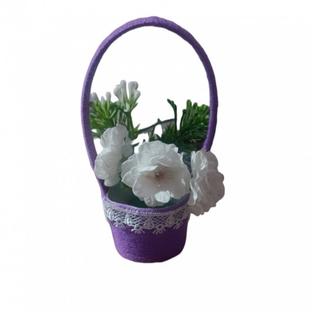 Aranjament floral superb lucrat manual cu flori de cires de sapun X139