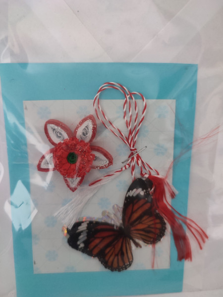 Mini Felicitare cu floare si petale 3D lucrate manual cod 45979