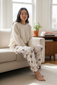 Pantaloni de pijama din bumbac pentru dama COD PNT-021