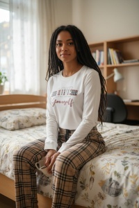 Pijama cu maneca lunga si pantaloni lungi din bumbac pentru dama COD PJ-273