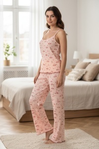 Pijama maiou si pantaloni scurti din bumbac pentru dama COD PJ-107