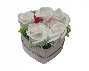 Aranjament floral superb cu 5 trandafiri de sapun X88 - Img 2