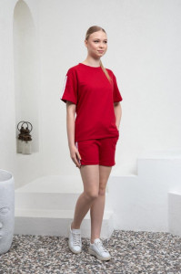 compleu calitativ de dama cu tricou si pantaloni scurti cod p377 - Img 2