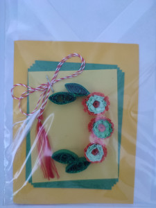 Felicitare cu floare si petale 3D lucrata manual cod 45981 - Img 2