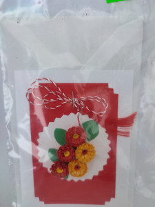 Felicitare cu floare si petale 3D lucrata manual cod 45991 - Img 1