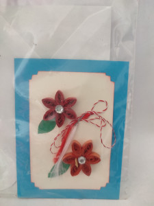 Felicitare cu floare si petale 3D lucrata manual cod 46001 - Img 1
