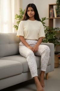Pantaloni de pijama din bumbac pentru dama COD PNT-038