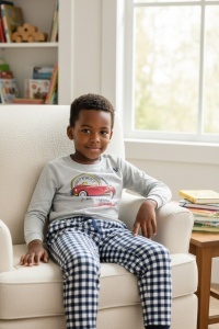Pijama cu maneca lunga si pantaloni lungi din bumbac pentru copii COD PJ-124