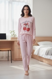 Pijama cu maneca lunga si pantaloni lungi din bumbac pentru dama COD PJ-230