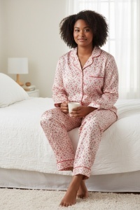 Pijama cu maneca lunga si pantaloni lungi din bumbac pentru dama COD PJ-341