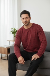 Pijama din bumbac cu maneca lunga pentru barbati COD PJ-027