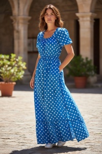Rochie lunga de vara cu model floral elegant