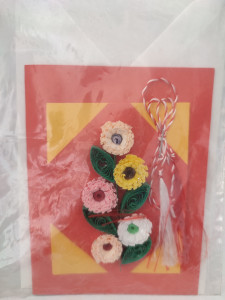 Felicitare cu floare si petale 3D lucrata manual cod 46002 - Img 2