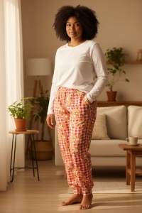Pantaloni de pijama din bumbac pentru dama COD PNT-025