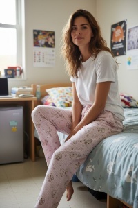 Pantaloni de pijama din bumbac pentru dama COD PNT-045