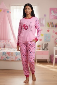 Pijama cu maneca lunga si pantaloni lungi din bumbac pentru copii COD PJ-121