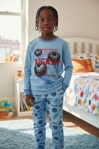 Pijama cu maneca lunga si pantaloni lungi din bumbac pentru copii COD PJ-141