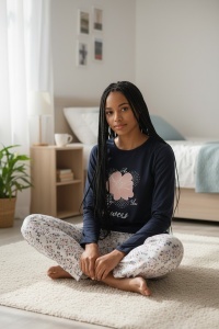 Pijama cu maneca lunga si pantaloni lungi din bumbac pentru dama COD PJ-257