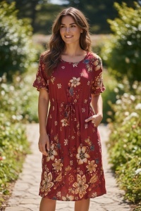 Rochie lunga de vara cu model floral elegant
