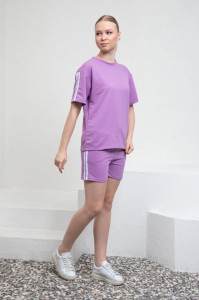 compleu calitativ de dama cu tricou si pantaloni scurti cod p369 - Img 2