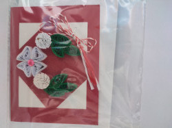 Felicitare cu floare si petale 3D lucrata manual cod 45998 - Img 1