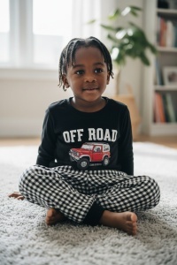 Pijama cu maneca lunga si pantaloni lungi din bumbac pentru copii COD PJ-118