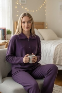 Pijama lunga din prosop pentru dama COD PJ-392