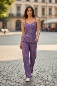 Pijama maiou si pantaloni scurti din bumbac pentru dama COD PJ-098