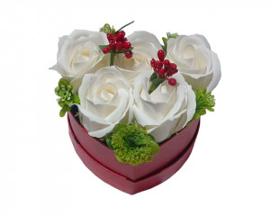 Aranjament floral superb cu 5 trandafiri de sapun X91 - Img 2