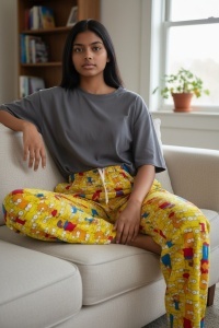 Pantaloni de pijama din bumbac pentru dama COD PNT-039