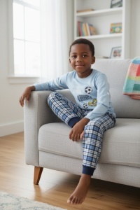 Pijama cu maneca lunga si pantaloni lungi din bumbac pentru copii COD PJ-125