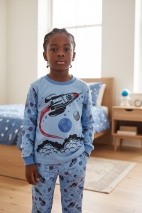 Pijama cu maneca lunga si pantaloni lungi din bumbac pentru copii COD PJ-135