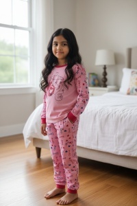 Pijama cu maneca lunga si pantaloni lungi din bumbac pentru copii COD PJ-145