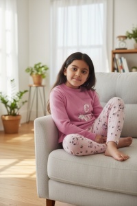 Pijama cu maneca lunga si pantaloni lungi din bumbac pentru copii COD PJ-155