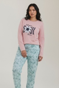 Pijama cu maneca lunga si pantaloni lungi din bumbac pentru dama COD PJ-251