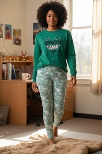 Pijama cu maneca lunga si pantaloni lungi din bumbac pentru dama COD PJ-291