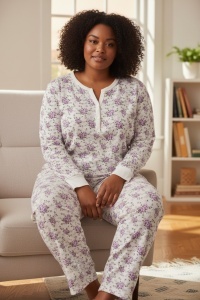 Pijama cu maneca lunga si pantaloni lungi din bumbac pentru dama COD PJ-311