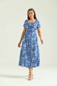 Rochie lunga de vara cu model floral elegant