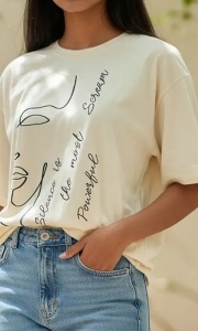 Tricou dama cu maneca scurta si imprimeu modern